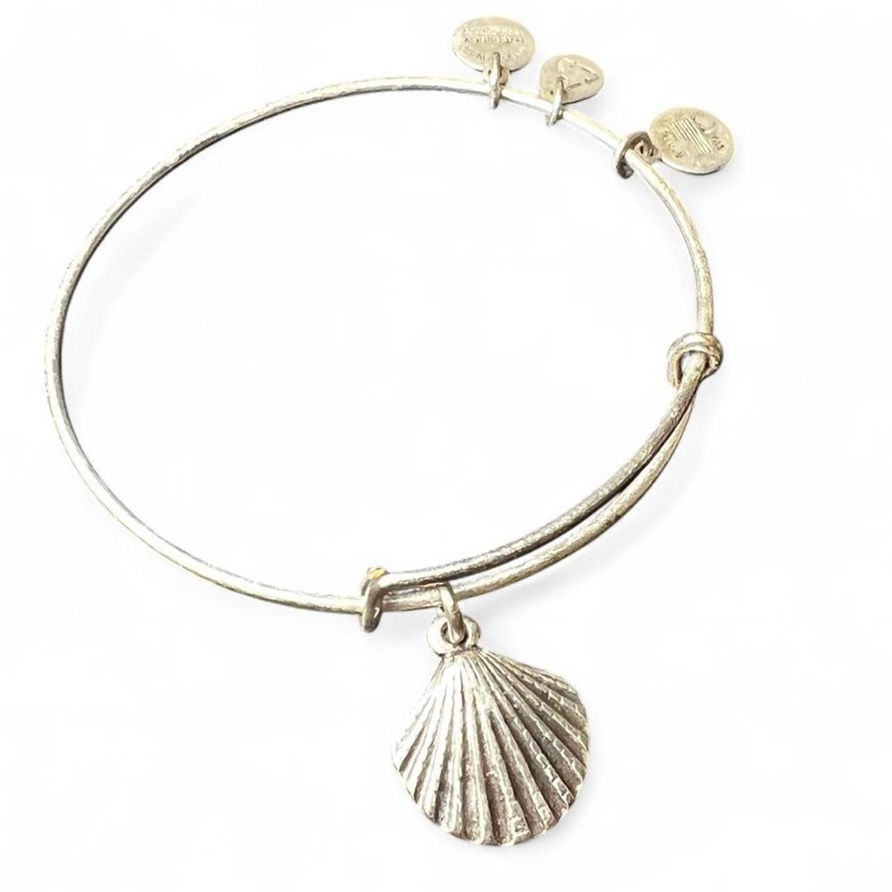 Alex and Ani Silver Seashell Charm Bangle Bracelet